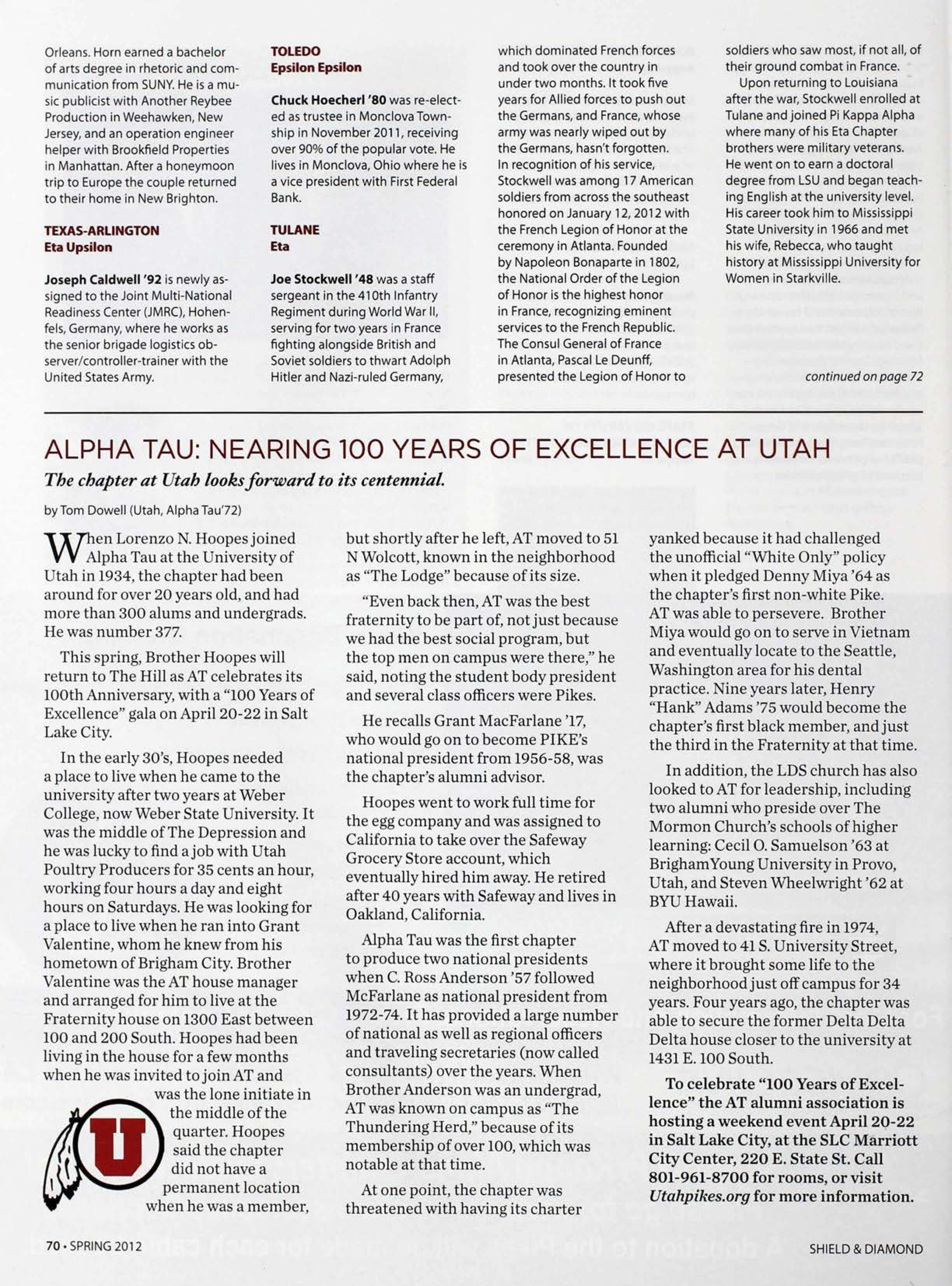 Alpha Tau: Nearing 100 Years Of Excellence At Utah